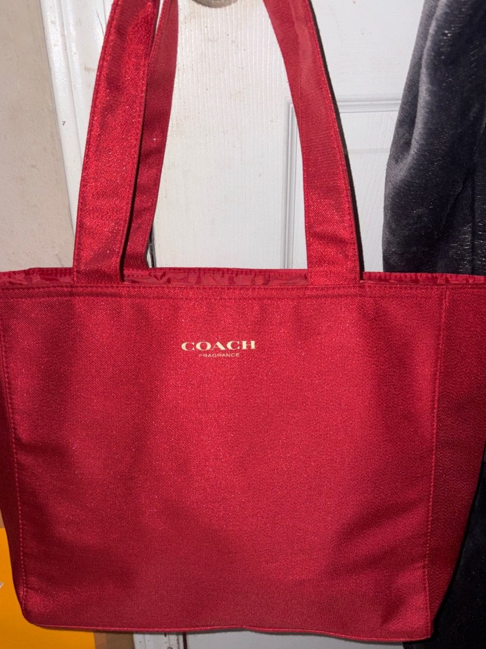 Coach Burgundy Canvas Tote with Gold Logo